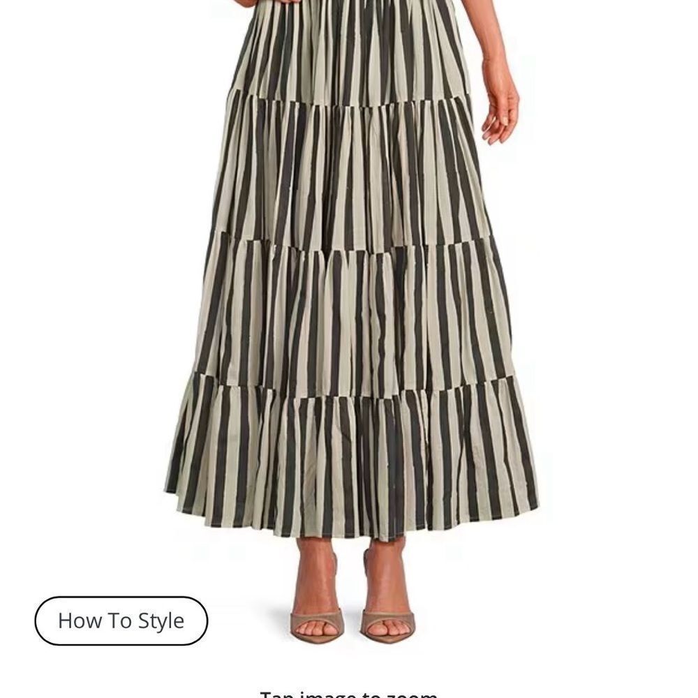 ISO mo maya Chic Striped Maxi Skirt - Black and Cream mo maya sonoran